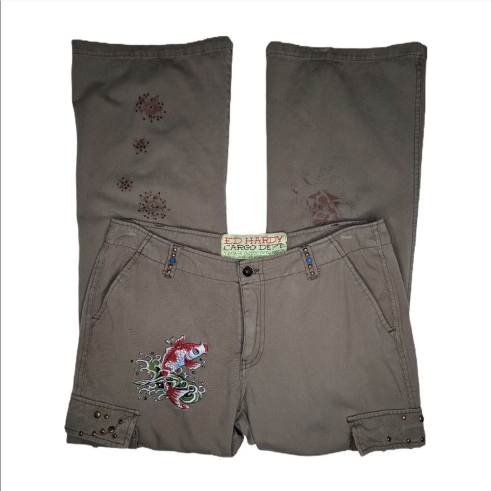 Vintage Ed Hardy Tattoo Twill Cargo Pants